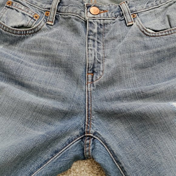 J. Crew Vintage Straight Raw Frayed Jeans High Rise Destroy Size 28R - Picture 9 of 15